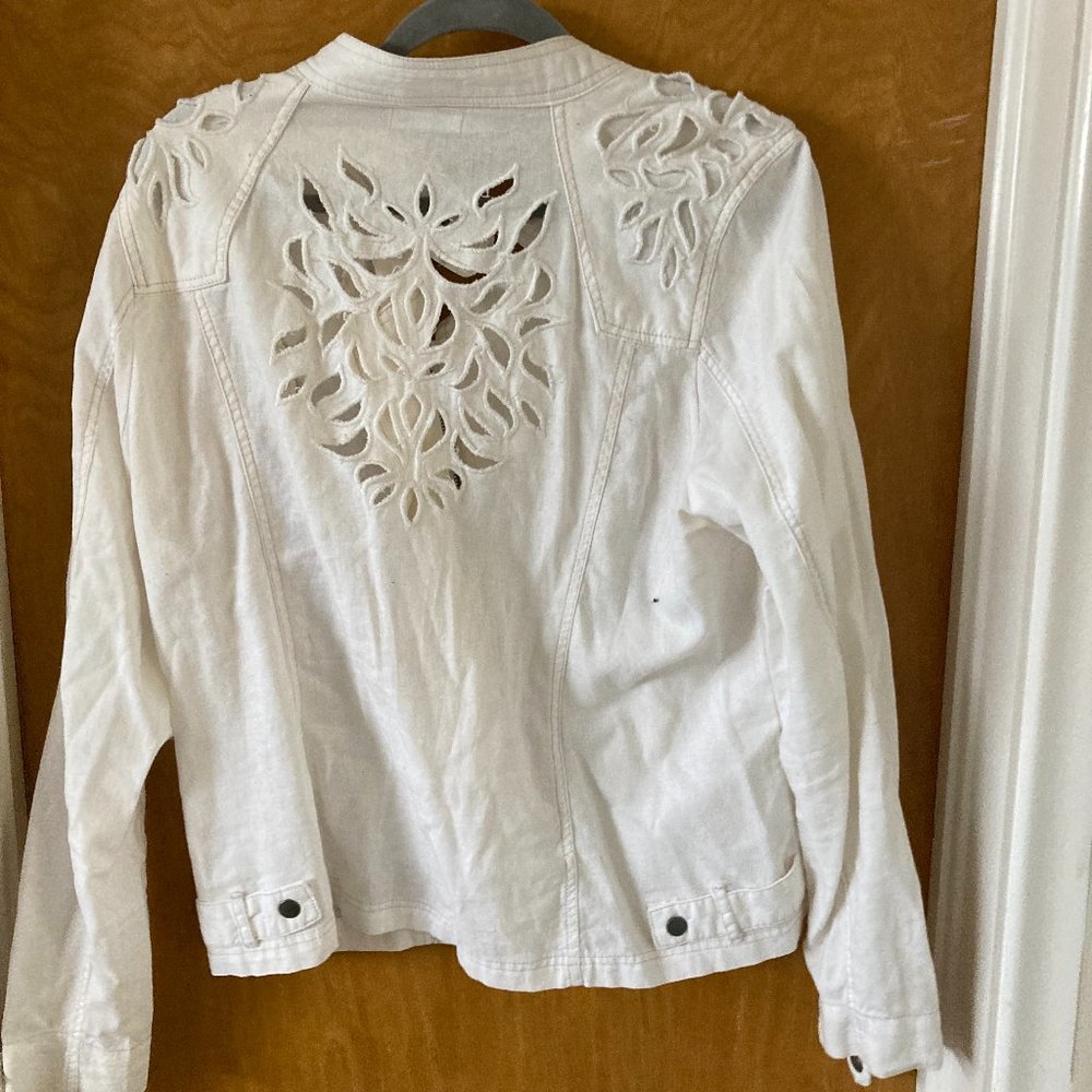 White denim jacket with cutouts